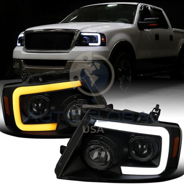 Par de Farol  LED com Projetor Fumê para F-150 2004-2008