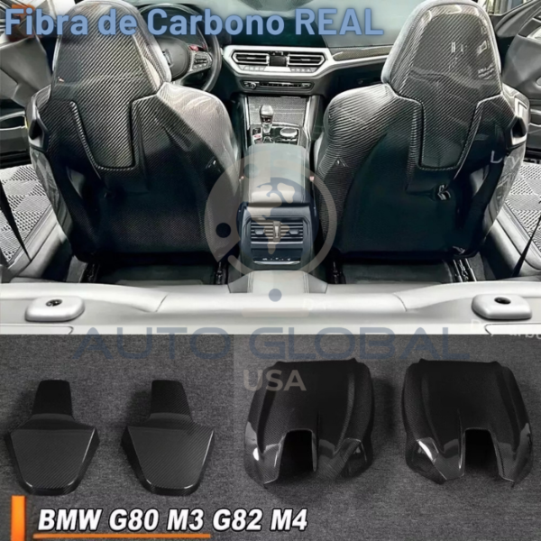 Jogo com 4 Capas de Banco em Fibra de Carbono Real – BMW M3 G80 / M4 G82 2021-2025