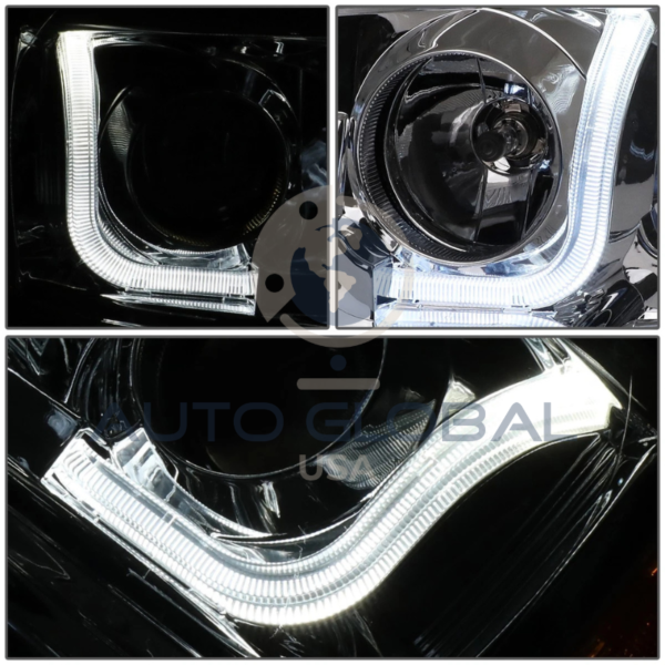PAR DE FARÓIS COM LENTE PROJETORA E CARCAÇA CROMADA PARA FORD F-150 2004-2008 - Image 3