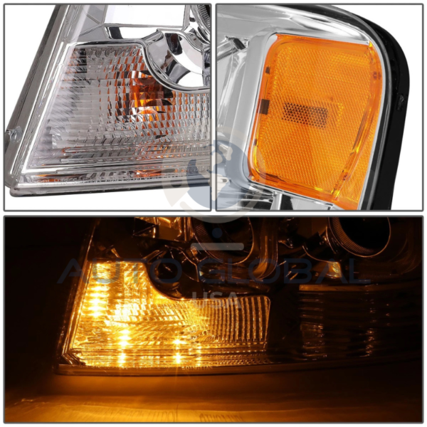 PAR DE FARÓIS COM LENTE PROJETORA E CARCAÇA CROMADA PARA FORD F-150 2004-2008 - Image 4
